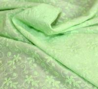 Ткань 2066 Хлопок вышивка, цв. светло-зеленый (лайм)