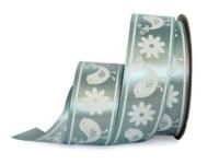 UT007-25-3105-white Лента атласная с рисунком 25мм (рулон 20 ярдов = 18 метров)