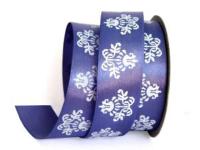 UT020-25-3159-white Лента атласная с рисунком 25мм (рулон 20 ярдов = 18 метров)