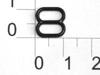 Розн.уп. Пряжка регулятор для бюстгальтера Пластик 808S черный  ш.8мм (уп.50 шт.)