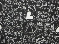 Ткань курточная детская  Дьюспо 240T WR PU цв.People черный с белым