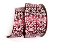 UT019-25-3088-white Лента атласная с рисунком 25мм (рулон 20 ярдов = 18 метров)