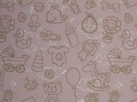 Ткань курточная детская  Дьюспо 240T WR PU цв.Baby Boom розовый+коричневый