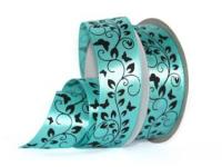 UT017-25-3152-black Лента атласная с рисунком 25мм (рулон 20 ярдов = 18 метров)