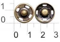 Кнопка металл (нерж), пришивная потайная, D=15мм, цв.антик (упаковка 500 штук)