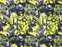 Ткань курточная детская  Дьюспо 240T WR PU цв.Megapolis-2 т.синий 2 + лайм 13-0650