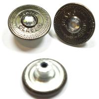 Розн. уп. Пуговицы джинсовые 17мм, 733-G со стразой цв.Чер.никель (20 шт.)