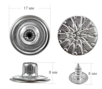 Пуговицы джинсовые в блистере 17мм (уп. 12шт.), Снежинка цв. никель