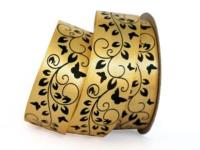 UT017-25-3021-black Лента атласная с рисунком 25мм (рулон 20 ярдов = 18 метров)