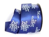 UT002-25-3162-white Лента атласная с рисунком 25мм (рулон 20 ярдов = 18 метров)