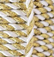 золото белый Шнур витой 2-хцветный 4мм 0371-6028 (упаковка 50 метров)