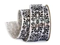 UT019-25-3001-black Лента атласная с рисунком 25мм (рулон 20 ярдов = 18 метров)