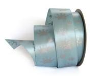 UT009-25-3105-silver Лента атласная с рисунком 25мм (рулон 20 ярдов = 18 метров)