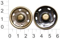 Кнопка металл (нерж), пришивная потайная, D=30мм, цв.антик (упаковка 500 штук)