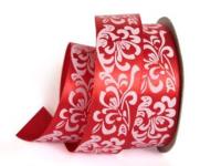 UT016-25-3095-white Лента атласная с рисунком 25мм (рулон 20 ярдов = 18 метров)