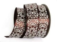 UT019-25-3139-white Лента атласная с рисунком 25мм (рулон 20 ярдов = 18 метров)