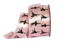 UT001-25-3053-black Лента атласная с рисунком 25мм (рулон 20 ярдов = 18 метров)