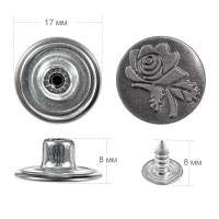 Пуговицы джинсовые в блистере 17мм (уп. 12шт.), Роза цв. черный никель1