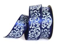 UT016-25-3162-white Лента атласная с рисунком 25мм (рулон 20 ярдов = 18 метров)