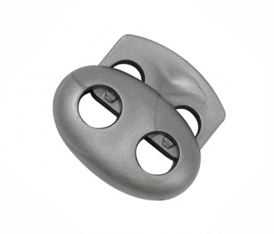 Фиксатор для шнура 2 отверстия Овал 103-М (27002-СМ) цв.Серебро