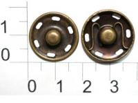 Кнопка металл (нерж), пришивная потайная, D=19мм, цв.антик (упаковка 500 штук)