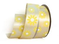 UT013-25-3006-white/014 Лента атласная с рисунком 25мм (рулон 20 ярдов = 18 метров)