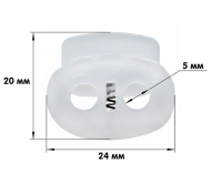 Фиксатор для шнура 2 отверстия Овал 101-Б (27002-СБ) цв.Прозрачный
