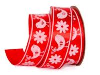 UT007-25-3095-white Лента атласная с рисунком 25мм (рулон 20 ярдов = 18 метров)