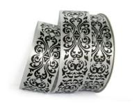 UT019-25-3108-black Лента атласная с рисунком 25мм (рулон 20 ярдов = 18 метров)