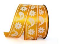 UT007-25-3016-white Лента атласная с рисунком 25мм (рулон 20 ярдов = 18 метров)