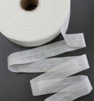 Лента по косой со строчкой 30мм, двойная, цв.белый (рул. 50 м.)