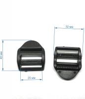 Пряжка трехщелевая U-25 мм цв Черный