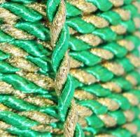 золото 174-зеленый Шнур витой 2-хцветный 4мм 0371-6028 (упаковка 50 метров)