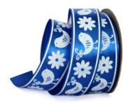 UT007-25-3161-white Лента атласная с рисунком 25мм (рулон 20 ярдов = 18 метров)