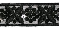 0010 черный Кружево с пайетками 40мм (упаковка 15 ярдов = 13,7 метра)