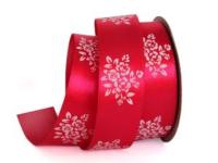 UT002-25-3081-white Лента атласная с рисунком 25мм (рулон 20 ярдов = 18 метров)