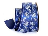 UT018-25-3162-white Лента атласная с рисунком 25мм (рулон 20 ярдов = 18 метров)