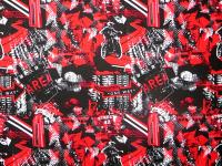 Ткань курточная детская  Дьюспо 240T WR PU цв.Megapolis-2 черный + красный 18-1664