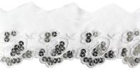 0057 белый Кружево с пайетками 70мм (упаковка 15 ярдов = 13,7 метра)