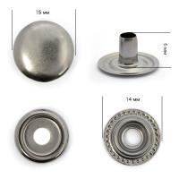Кнопка сталь New Star №61 (О-образная) 15мм цв.черный никель уп.72шт
