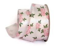 UT021-25-3052-076/150 Лента атласная с рисунком 25мм (рулон 20 ярдов = 18 метров)