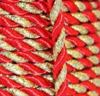 золото 310-красный Шнур витой 2-хцветный 4мм 0371-6028 (упаковка 50 метров)