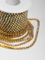 Тесьма из страз металлическая цвет золото