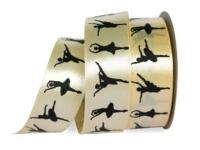 UT001-25-3008-black Лента атласная с рисунком 25мм (рулон 20 ярдов = 18 метров)