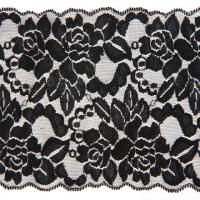 3374 черный кружево-стрейч 150мм (намотка 18 метров)