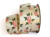 UT021-25-3008-074/150 Лента атласная с рисунком 25мм (рулон 20 ярдов = 18 метров)