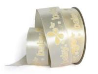 UT008-25-3004-006/white Лента атласная с рисунком 25мм (рулон 20 ярдов = 18 метров)