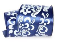 UT016-50-3162-white Лента атласная с рисунком 50мм (рулон 20 ярдов = 18 метров)