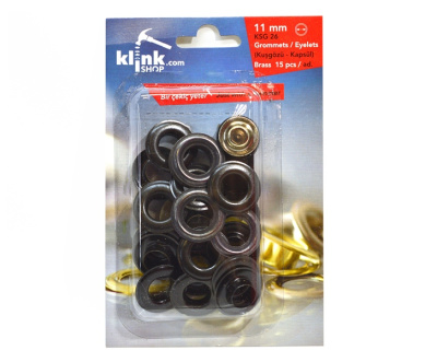  Люверсы в блистере НЕРЖ. №26 11мм цв. Оксид (уп.15 компл.) + Ручной установщик  ТриКатушки