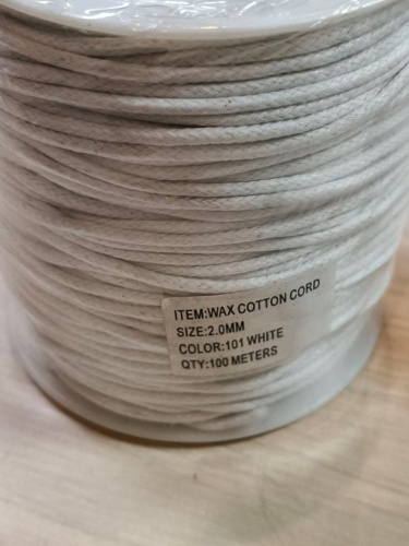  Шнур вощеный 0371-9000 2мм (100 м) цв. 101 белый  ТриКатушки